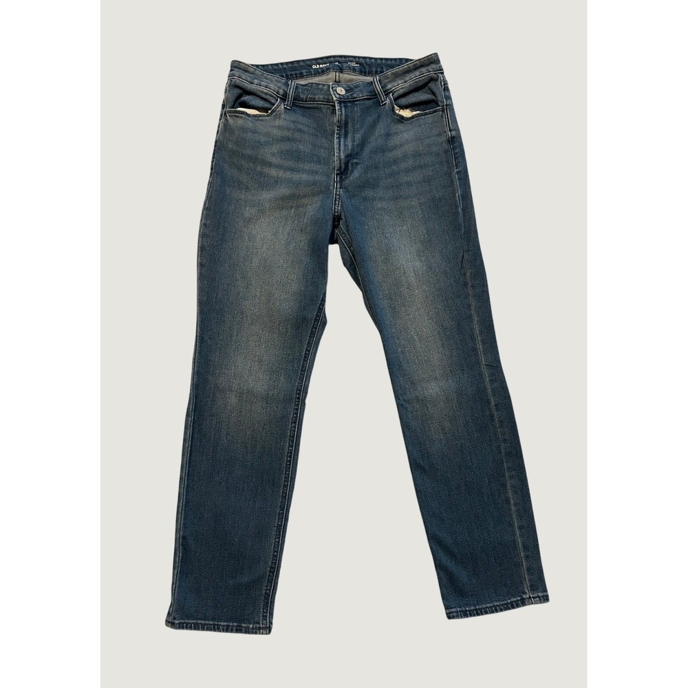 Old Navy Wow Straight Jeans Womens 12 Short High Rise Medium Wash Blue 1454